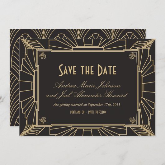 Save The Date Art déco Enregistrer la date par Origami Prints (Devant / Derrière)