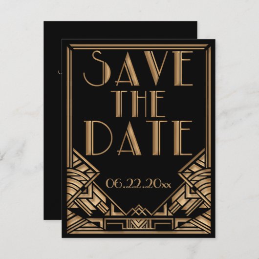 Save The Date Art Déco Gatsby Style Mariage Enregistrer la date (Devant / Derrière)