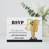 Save The Date Art Déco Gold Lily Mariage de typographie moderne (Debout devant)