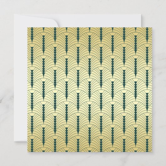 Save The Date Art Déco Mariage Elegant Gold Green (Dos)