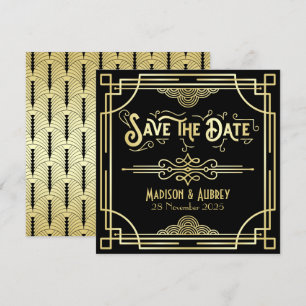Save The Date Art Déco Mariage Elegant Or Noir Grand Gatsby