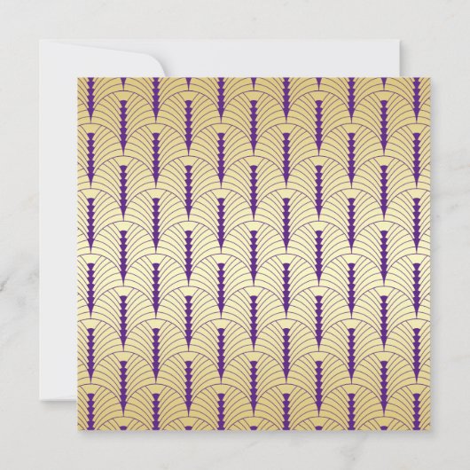 Save The Date Art Déco Mariage Elégant or violet Grand Gatsby (Dos)