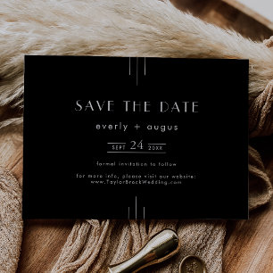 Save The Date Art déco moderne Mariage noir et blanc