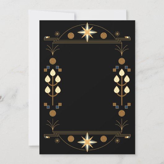 Save The Date Art déco moderne Mariage noir et or (Dos)