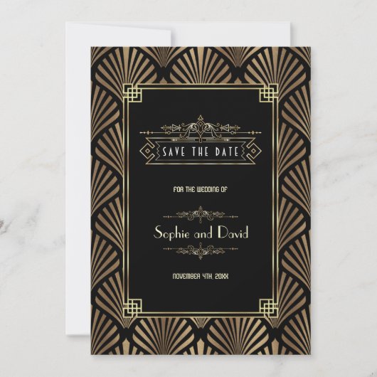 Save The Date Art Déco Noir 1920 Enregistrer la date (Devant)