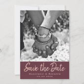 Save The Date Art déco Nouveau | Burgundy Rose Gold Blush Photo (Devant)