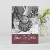 Save The Date Art déco Nouveau | Burgundy Rose Gold Blush Photo (Debout devant)