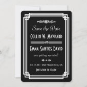 Save The Date Art Déco Simple Noir & Blanc Enregistrer La Date (Devant)