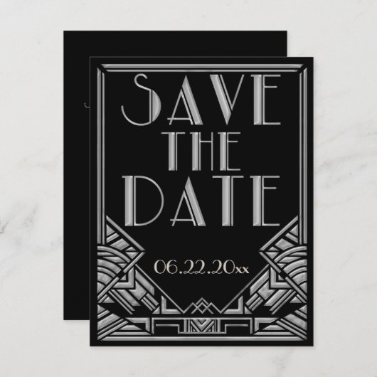 Save The Date Art Déco Style Mariage Enregistrer la date (Devant / Derrière)