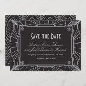 Save The Date Art Déco Style Mariage Enregistrer la date (Argent (Devant / Derrière)