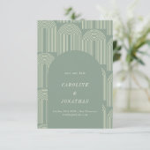 Save The Date Art moderne Arch Line Sage Vert Mariage formel (Debout devant)