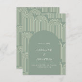 Save The Date Art moderne Arch Line Sage Vert Mariage formel (Devant / Derrière)