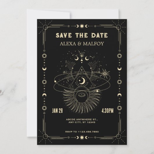 Save The Date Art mystique lune céleste mariage (Devant)