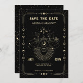 Save The Date Art mystique lune céleste mariage (Devant / Derrière)