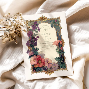 Save The Date Art Nouveau Baroque Frontière Mariage Floral