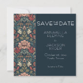 Save The Date Art Nouveau Blue William Morris Floral Wedding (Devant)