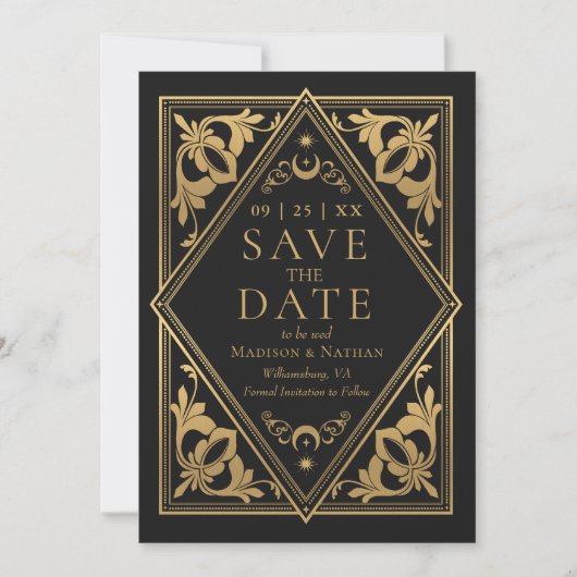 Save The Date Art nouveau céleste Tarot gothique Mariage Photo (Devant)