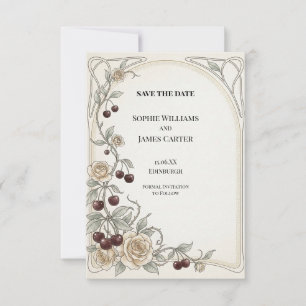 Save The Date Art Nouveau Cerise et Rose