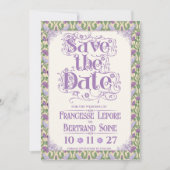 Save The Date Art Nouveau Élégants Inséparables Jaune Clair (Devant)