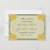 Save The Date Art Nouveau Fleurs Jaunes Mariage Enregistrer la d (Dos)