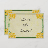 Save The Date Art Nouveau Fleurs Jaunes Mariage Enregistrer la d (Devant / Derrière)