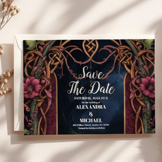 Save The Date Art Nouveau Floral gothique Halloween Mariage