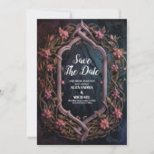 Save The Date Art Nouveau Floral gothique Halloween Mariage (Devant)