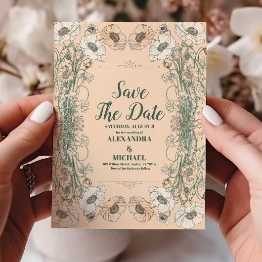 Save The Date Art Nouveau Floral mariage
