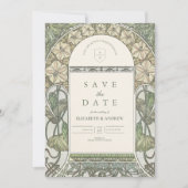 Save The Date Art nouveau floral mariage de verdure (Devant)