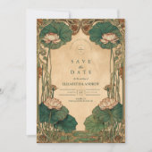 Save The Date Art Nouveau Lotus Floral Mariage (Devant)
