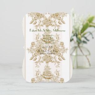 Save The Date Art nouveau, Toile, floral, motif, beige, chic, él