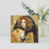 Save The Date Art Nouveau Woman With Leon Inspired By Klimt (Debout devant)