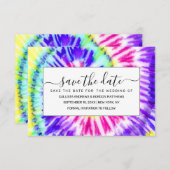 Save The Date Artsy Neon Rainbow Tie Dye Motif d'aquarelle (Devant / Derrière)