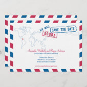 Save The Date Aruba Air Mail Mariage Enregistrer La Date (Devant / Derrière)