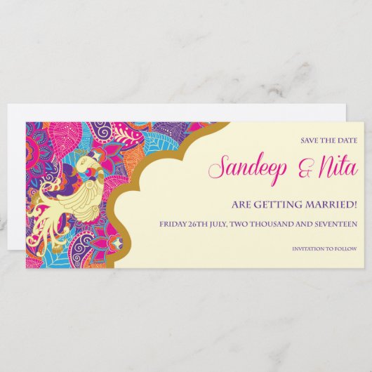 Save The Date Asiatique - Mariage - Henné - Enregistrer La Date (Devant / Derrière)