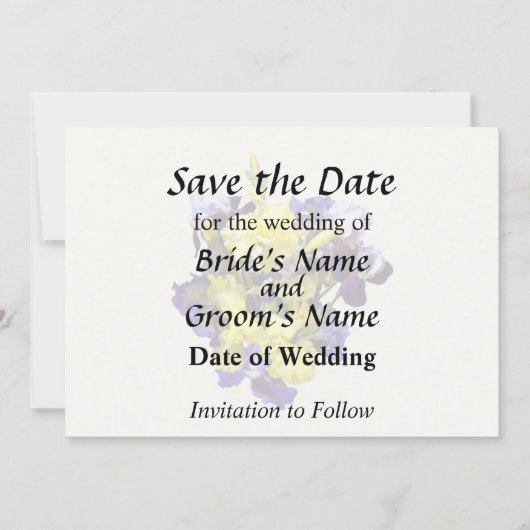 Save The Date Assortiment d'iris jaunes et violets (Devant)