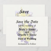 Save The Date Assortiment d'iris jaunes et violets (Devant / Derrière)
