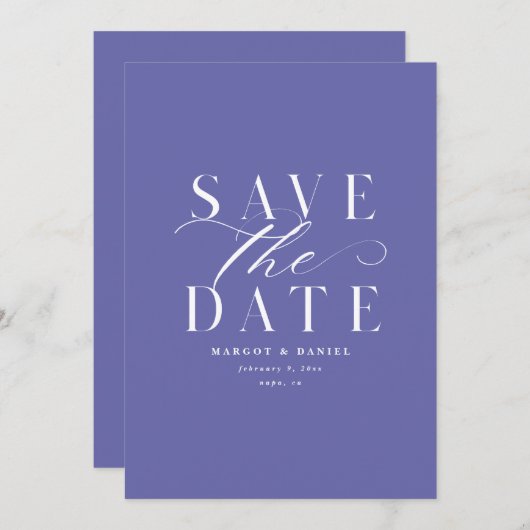 Save The Date Aucune Photo Enregistrer La Date Purple Lavender Q (Devant / Derrière)
