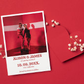 Save The Date Audacieuse Typographie Rouge Unique Moderne Photo 