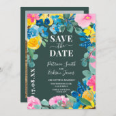 Save The Date audacieux mariage floral d'été enregistrer la date (Devant / Derrière)