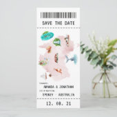 Save The Date Australian Mariage Boarding Pass Enregistrer la da (Debout devant)