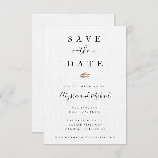 Save The Date Automne Aquarelle Mariage Enregistrer La Date Invi (Devant / Derrière)