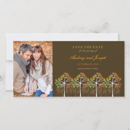 Save The Date Automne Automne Arbres Bois Mariage Bois Enregistr (Devant)