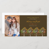 Save The Date Automne Automne Arbres Bois Mariage Bois Enregistr (Devant / Derrière)