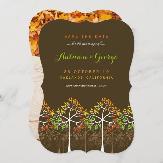 Save The Date Automne Automne Arbres Mariage Photo Enregistrer L (Devant / Derrière)