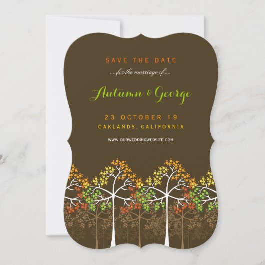 Save The Date Automne Automne Arbres Mariage Photo Enregistrer L (Devant)