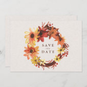 Save The Date Automne /Automne Fleurs Mariage Enregistrer la dat (Devant / Derrière)
