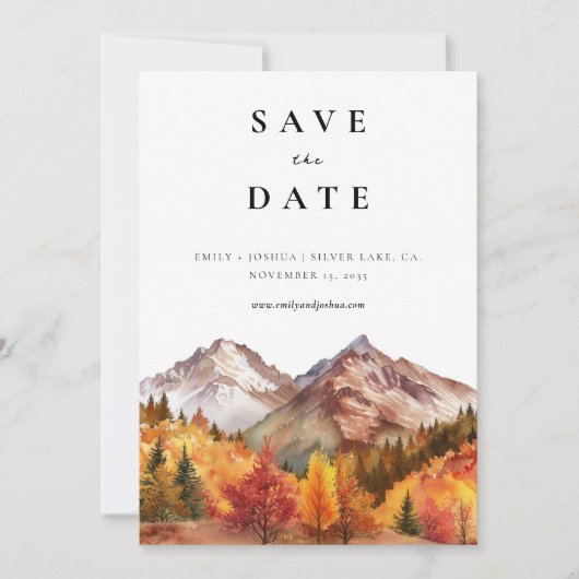 Save The Date Automne Automne Mariage élégant (Devant)