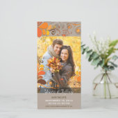 Save The Date Automne Automne Rustique Floral Feuilles Sauver La (Debout devant)