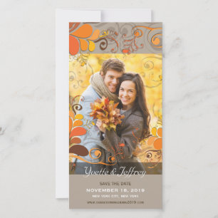 Save The Date Automne Automne Rustique Floral Feuilles Sauver La